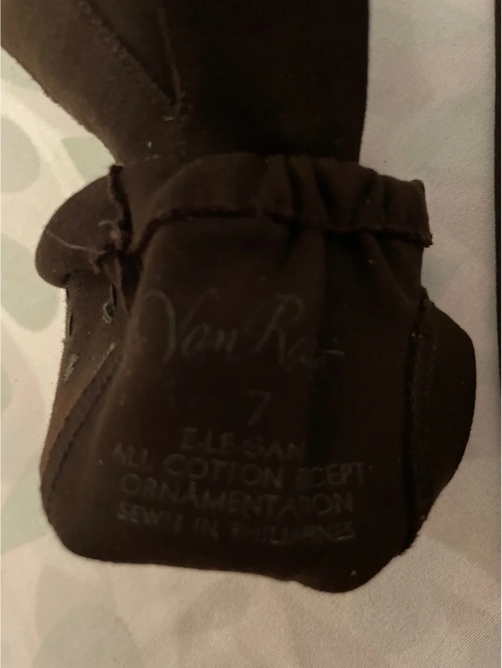 Vintage Van Raalte Women's Black Fabric Gloves Size 7 Raised Dot Cuff